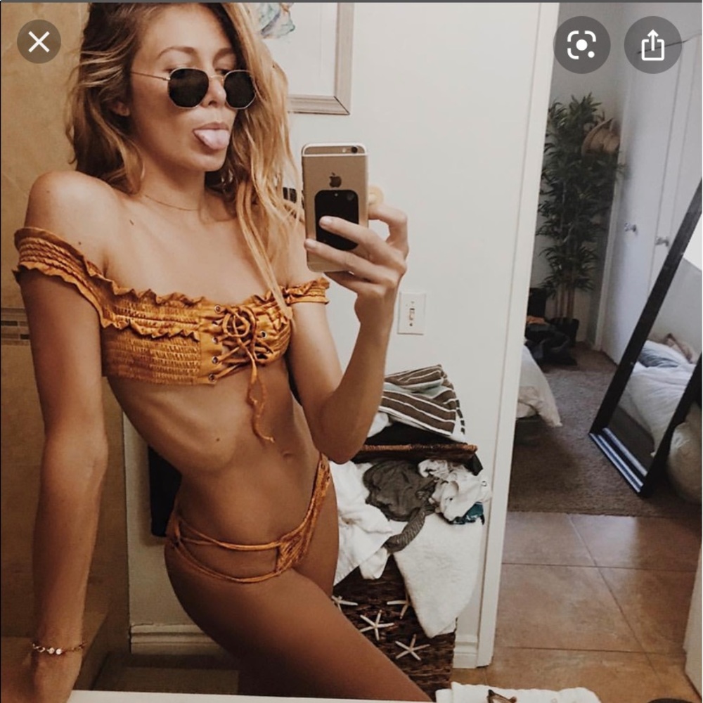 Planet Blue Off The Shoulder Bathing Suit Set